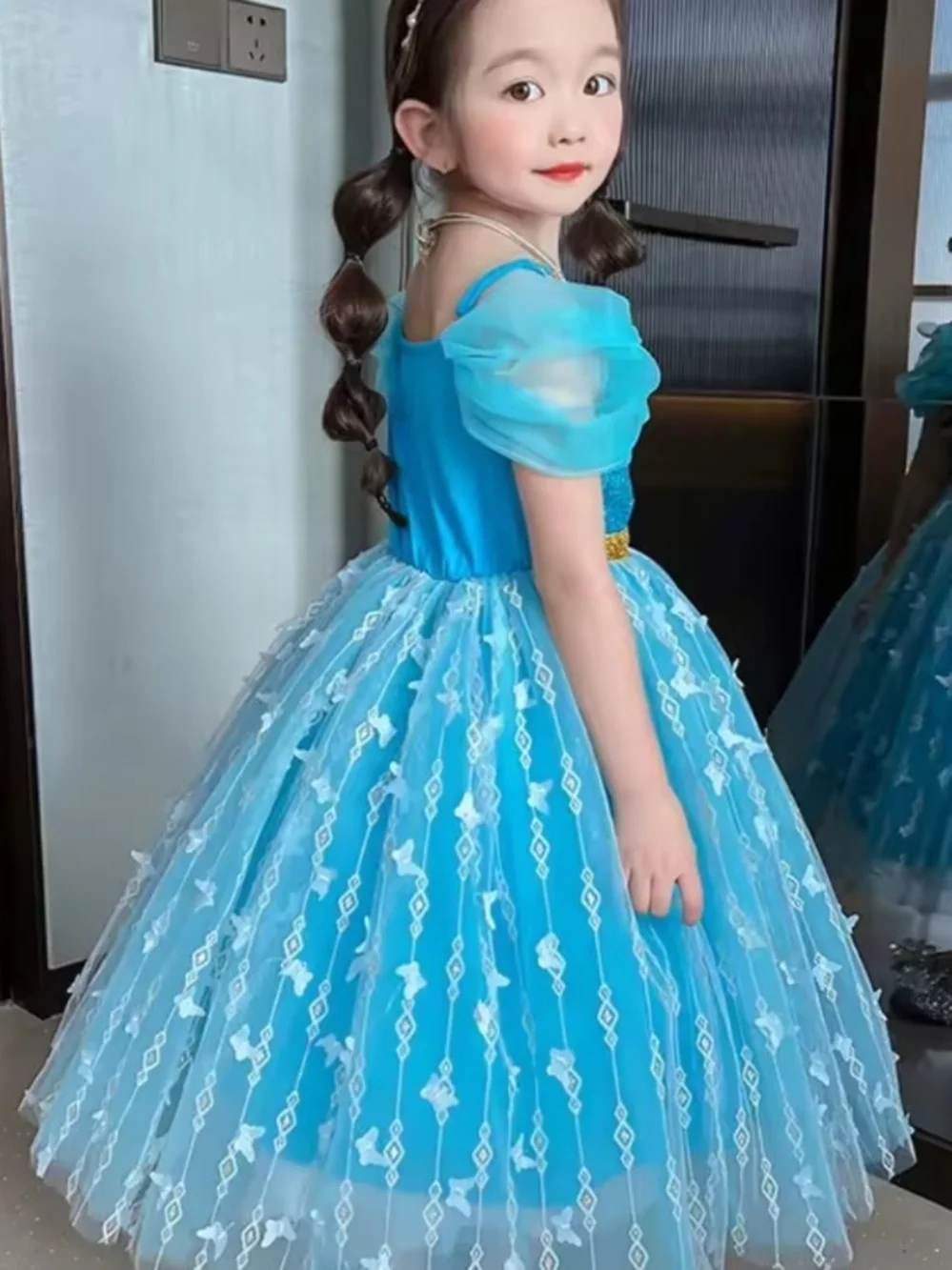 Blue Sparkle Tulle Princess Costume Dress for Kids